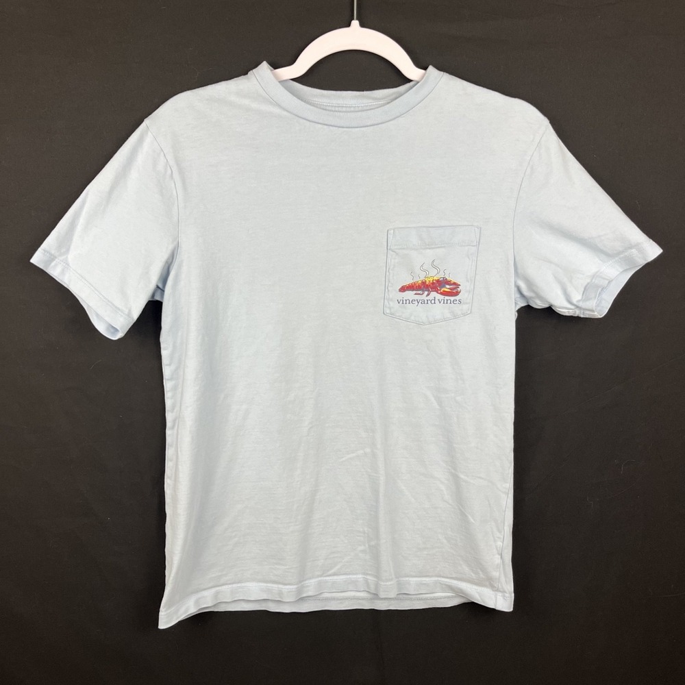 Vineyard Vines Mens XS Lobster Bake Pocket T-Shirt Light Blue 1V018717